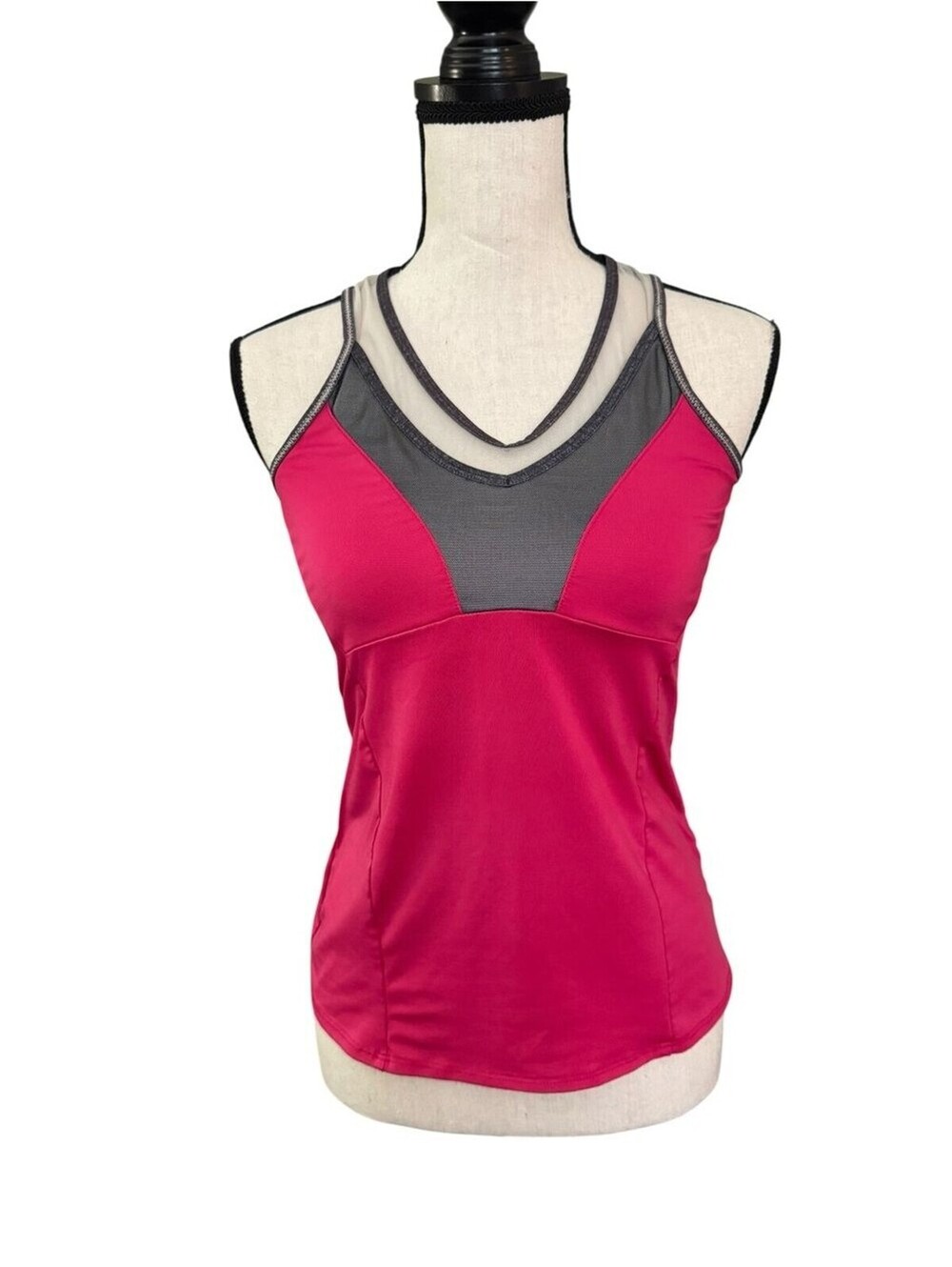 Lucky in Love Pink Mesh Racerback Athletic Tank Top Size Small Tennis Activewear